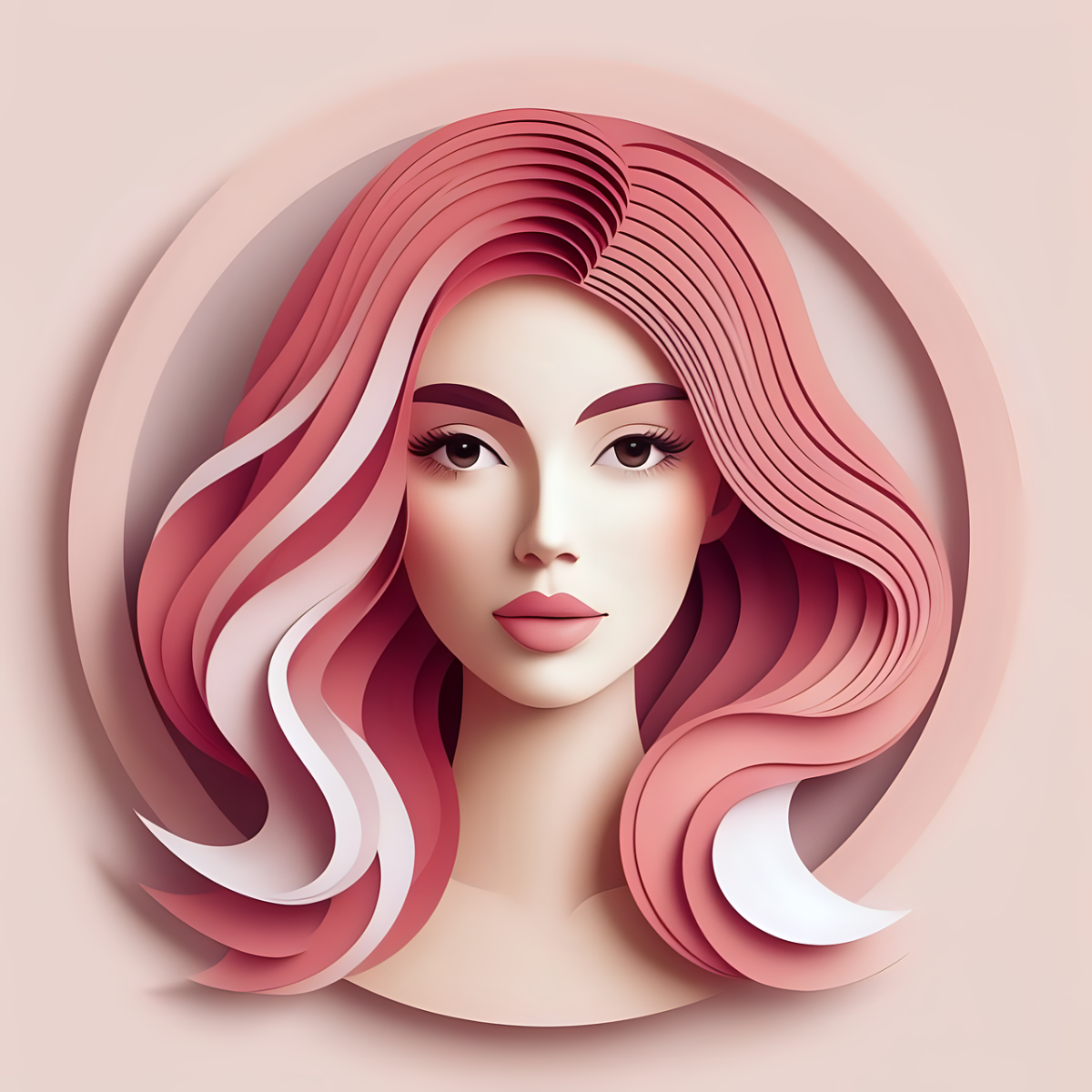 ai generated, woman, young woman, design, hairstyle, paper, advertising, beauty saloon, gentle, logo, model, beautiful